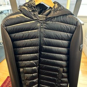 Rudsak Dee light down and neoprene jacket. Black. Men’s size L